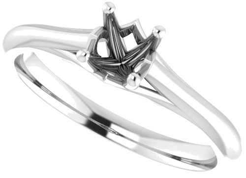 Sužadėtuvių Žiedas „Solitaire“ 585 Baltojo Aukso Round 4.8mm (5)