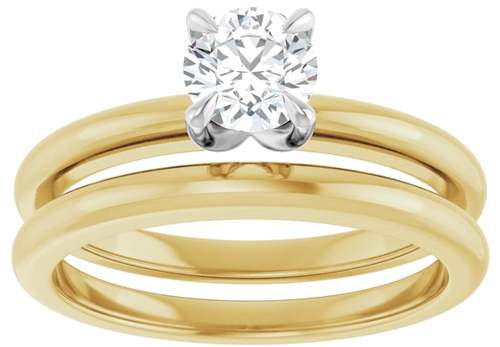 14K Yellow White 5.2 mm Round Solitaire Engagement Ring Mounting (8)