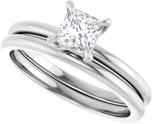 Sužadėtuvių Žiedas „Solitaire“ 585 Baltojo Aukso Square 4.5mm (10)