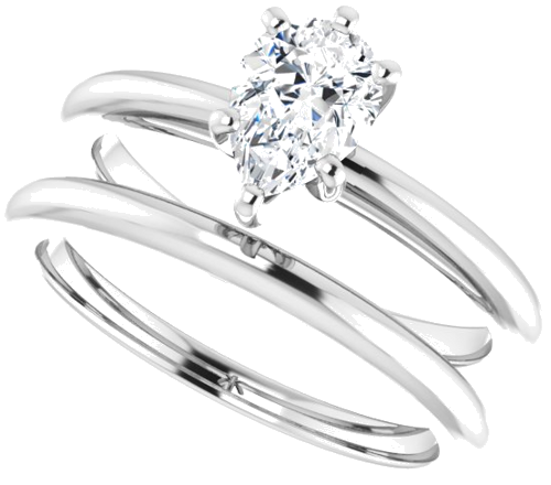 Sužadėtuvių Žiedas „Solitaire“ 585 Baltojo Aukso Pear Shape 7mm x 5mm (10)