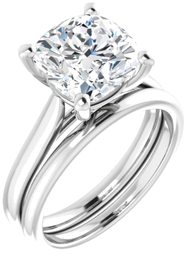 14K White 9 mm Cushion Engagement Ring Mounting (6)