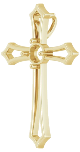 Pakabukas „Cross“ 585 Geltonojo Aukso Round 4.4mm (2)