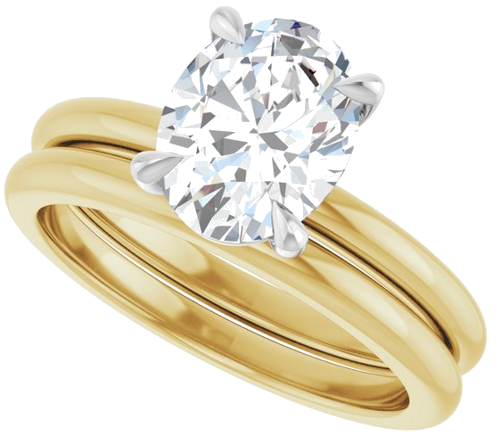 Sužadėtuvių Žiedas 585 Baltojo Ir Geltonojo Aukso Oval 9mm x 7mm (10)