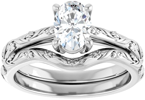 14K White 7x5 mm Oval Solitaire Engagement Ring Mounting (8)