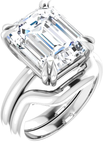 Platinum 12x10 mm Emerald Solitaire Engagement Ring Mounting (6)