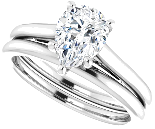 Sužadėtuvių Žiedas „Solitaire“ 585 Baltojo Aukso Pear Shape 8mm x 6mm (10)