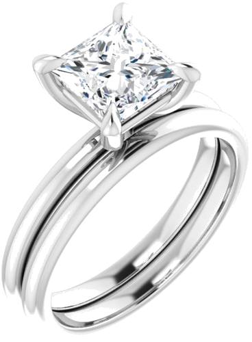 14K White  6.5x6.5 mm Square Solitaire Engagement Ring Mounting (6)