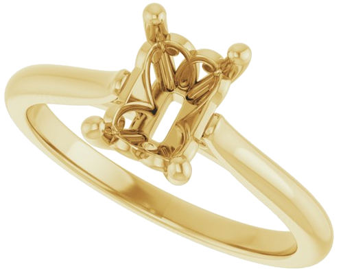 14K Yellow 7x5 mm Emerald Solitaire Engagement Ring Mounting (5)