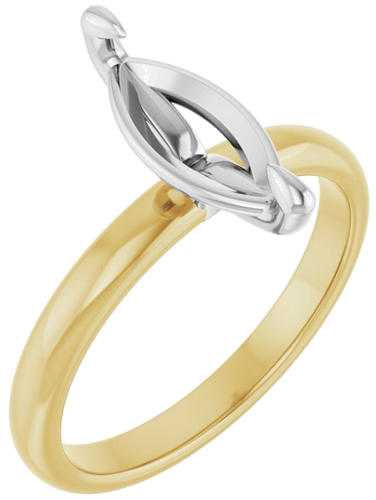 Sužadėtuvių Žiedas „Solitaire“ 585 Baltojo Ir Geltonojo Aukso Marquise 12mm x 6mm (1)