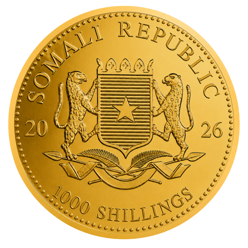 1 oz Слон 2026 Сомали золотая монета (2)