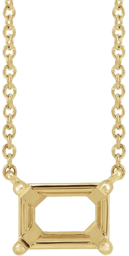 14K Yellow 5x3 mm Emerald Claw Prong Necklace Center Mounting (4)