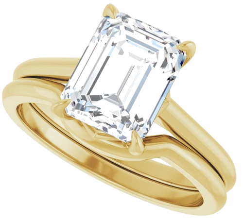 Sužadėtuvių Žiedas „Solitaire“ 585 Geltonojo Aukso Emerald 9mm x 7mm (10)