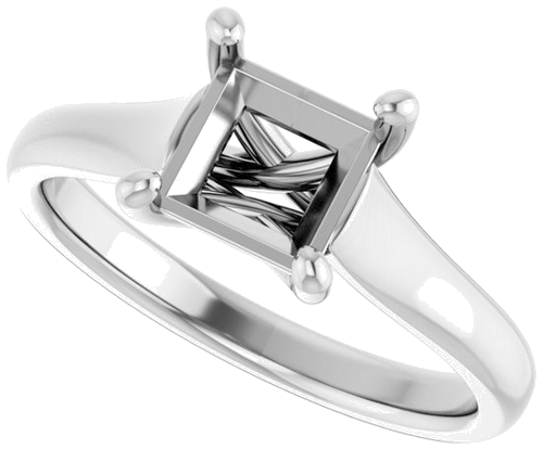 Sužadėtuvių Žiedas „Solitaire“ 585 Baltojo Aukso Square 6mm (5)