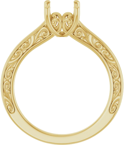 14K Yellow  8x6 mm Emerald Solitaire Engagement Ring Mounting (2)