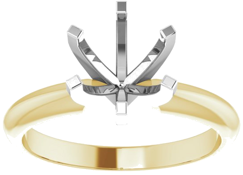 14K Yellow   White 3.5-3.9 mm Round 6-Prong Solitaire Ring Mounting (3)