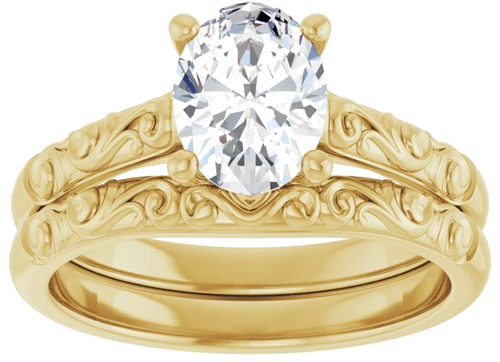 14K Yellow 8x6 mm Oval Solitaire Engagement Ring Mounting (8)