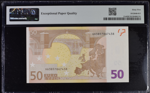2002 50 euro banknote PMG GEM UNC 66 (3)