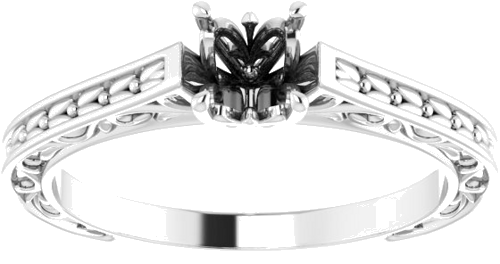 14K White 5.2 mm Round Solitaire Engagement Ring Mounting (3)