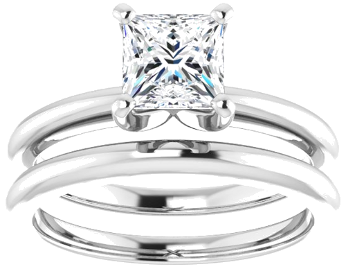 Platinum  5.5 mm Square Solitaire Engagement Ring Mounting (8)