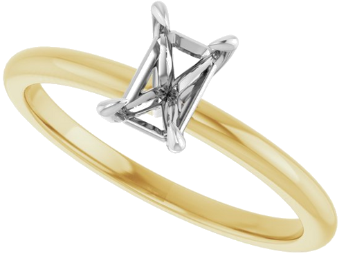 Sužadėtuvių Žiedas „Solitaire“ 585 Baltojo Ir Geltonojo Aukso Emerald 6mm x 4mm (5)