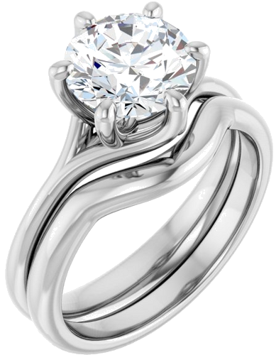 14K White 8 mm Round Engagement Ring Mounting (6)