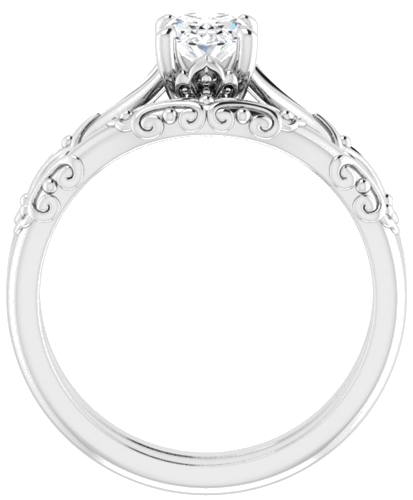 Sužadėtuvių Žiedas „Solitaire Split Shank“ 585 Baltojo Aukso Oval 7mm x 5mm (7)