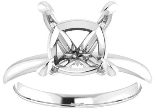 18K White  9x9 mm Cushion Solitaire Engagement Ring Mounting (3)