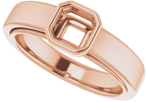 14K Rose  5 mm Asscher Solitaire Engagement Ring Mounting (5)