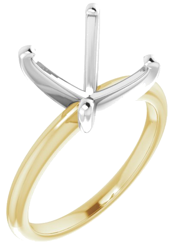 14K Yellow   White  12x10 mm Oval Solitaire Engagement Ring Mounting (1)