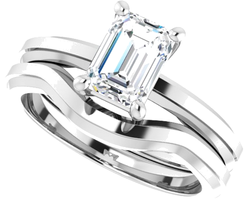 Sužadėtuvių Žiedas „Solitaire“ 585 Baltojo Aukso Emerald 7mm x 5mm (10)