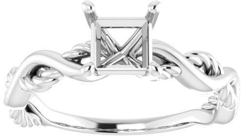 14K White  5 mm Square Solitaire Engagement Ring Mounting (3)