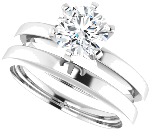 Sužadėtuvių Žiedas „Solitaire“ 585 Baltojo Aukso Round 6.5mm (10)