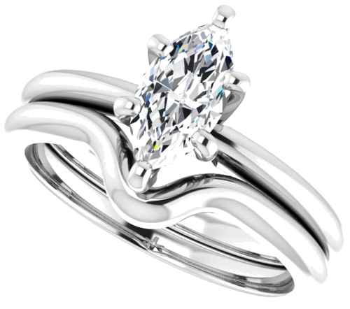 Sužadėtuvių Žiedas „Solitaire“ 585 Baltojo Aukso Marquise 9mm x 4.5mm (10)