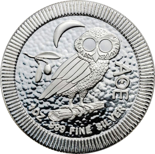 1 унция Сребърна монета Атинска сова от Н. Зеландия (Смесена година) (1)