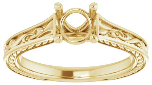 Sužadėtuvių Žiedas „Scroll Solitaire“ 585 Geltonojo Aukso Round 6mm (3)