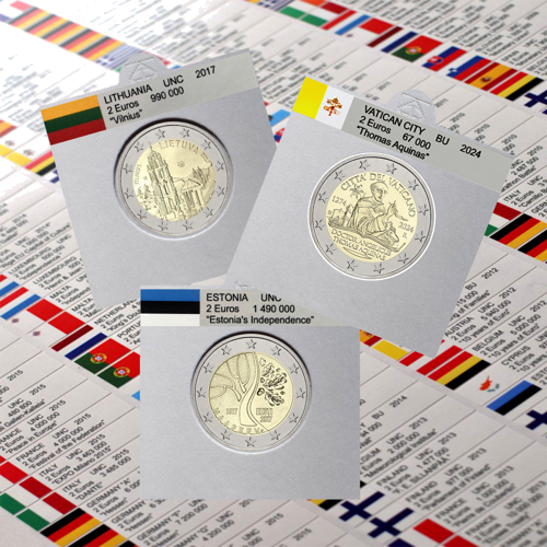 Флагчета за монети от 2 евро в държач 2004 - 2024 (1)