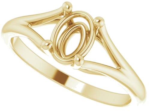 Sužadėtuvių Žiedas „Split Shank“ 585 Geltonojo Aukso Oval 7mm x 5mm (5)