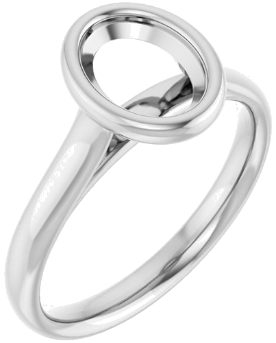 Sužadėtuvių Žiedas „Bezel-Set Solitaire“ 950 Platinos Oval 8mm x 6mm (1)