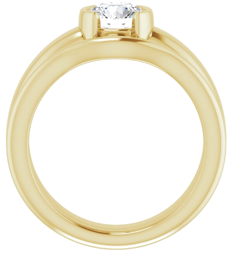 14K Yellow 6 mm Round Half Bezel Solitaire Engagement Ring Mounting (7)