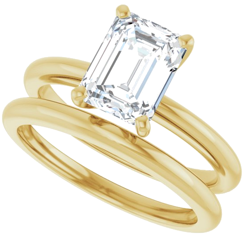 Sužadėtuvių Žiedas „Solitaire“ 585 Geltonojo Aukso Emerald 8mm x 6mm (10)