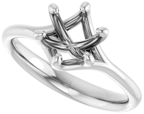 Sužadėtuvių Žiedas „Solitaire“ 585 Baltojo Aukso Round 7mm (5)