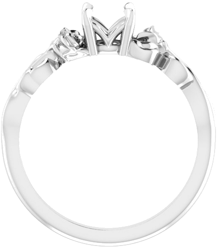 14K White 5.8 mm Round Nature-Inspired Engagement Ring Mounting (2)