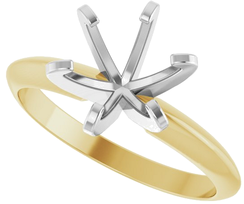 14K Yellow White 7.4 mm Round Engagement Ring Mounting (5)