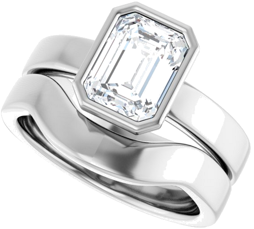 14K White 8x6 mm Emerald Solitaire Engagement Ring Mounting (10)