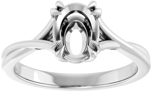 14K White 8x6 mm Oval Solitaire Engagement Ring Mounting (3)