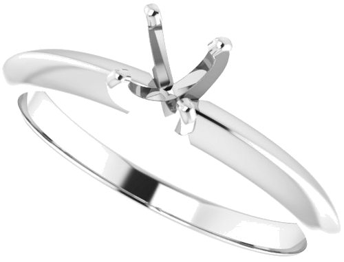 14K White 4.2-4.9 mm Round 4-Prong Light Solitaire Ring Mounting (5)
