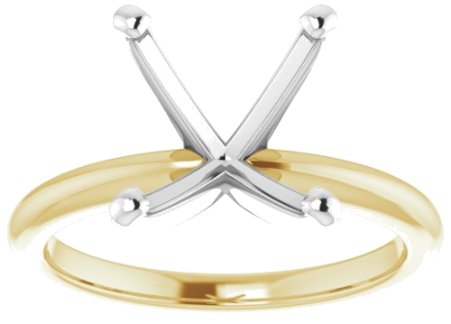 14K Yellow   White  12x10 mm Oval Solitaire Engagement Ring Mounting (3)