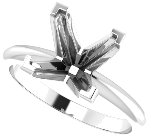 14K White 9 mm Square 4-Prong Solitaire Mounting (5)