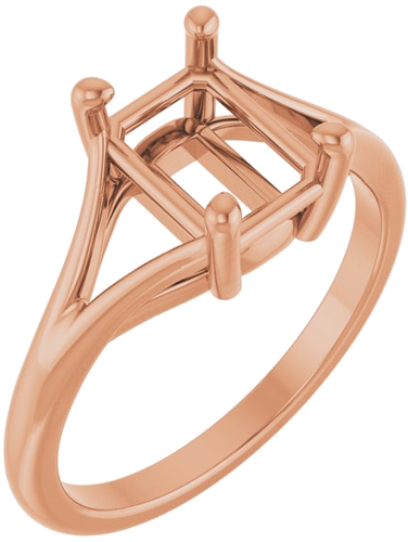 14K Rose 8x6 mm Emerald 4-Prong Cathedral Split Shank Engagement Ring Mounting (1)