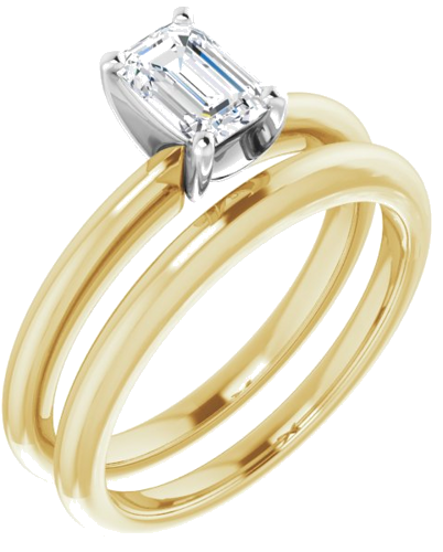 14K Yellow   White  6x4 mm Emerald Solitaire Engagement Ring Mounting (6)